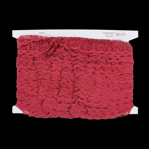 63069 Lace Nylon Frilled 50mm Burgundy
