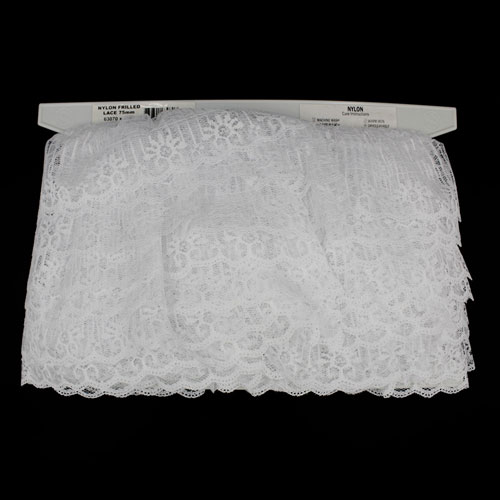 63070 Lace Nylon Frilled 60mm White