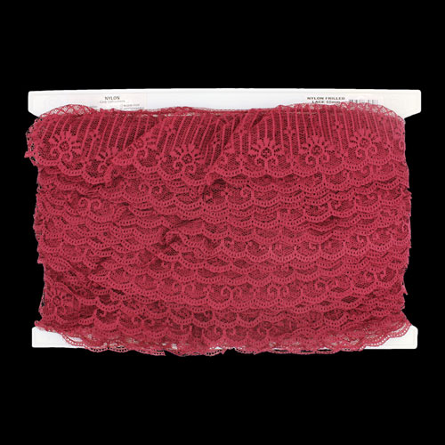 63080 Lace Nylon Frilled 60mm Burgundy
