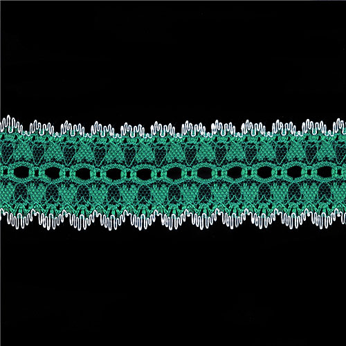 63339 Eyelet Lace Green White 50m