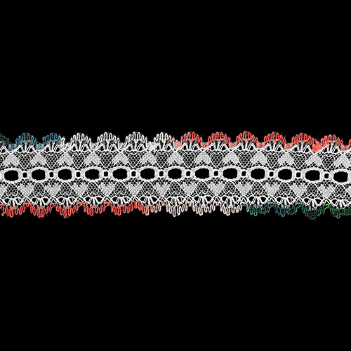 63347 Sullivans Eyelet Lace 40mm Green/white/red 50mt Card