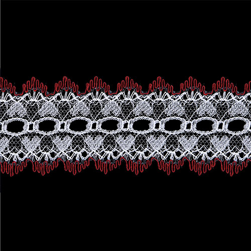 63356 Eyelet Lace Burgundy Edge 50mt