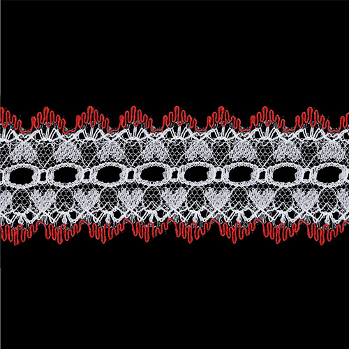 63364 Eyelet Lace 30mm Red 50mt