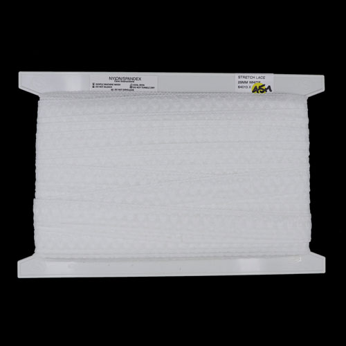 64013 Lace Stretch 25mm White With Hearts