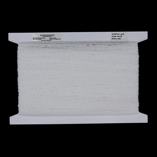 64075 Lace Stretch 27mm White