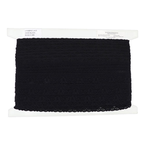 64105 Lace Stretch 25mm Black