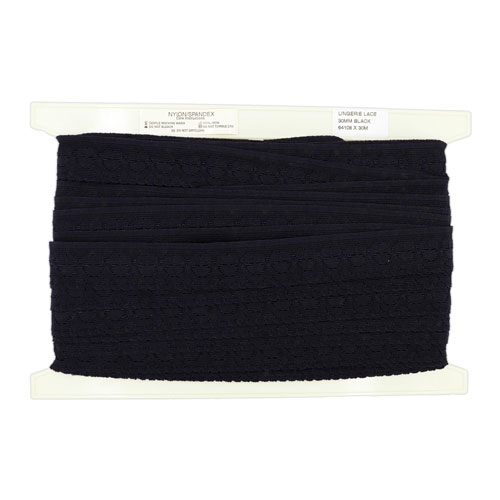 64108 Lace Stretch 30mm Black