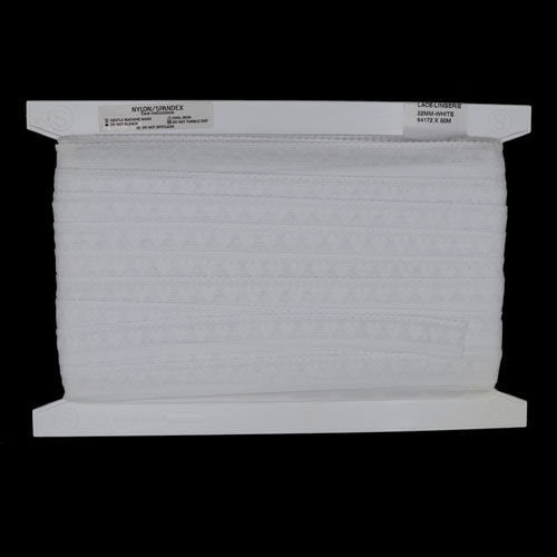 64172 Lace Stretch 22mm White With Hearts