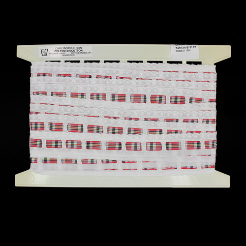 65003 Cambric Lace 30mm White Tartan