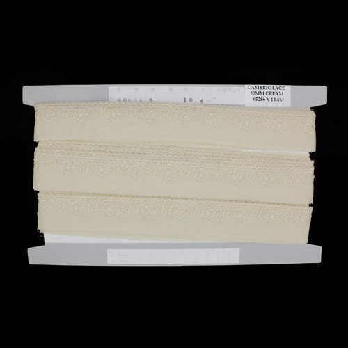 65286 Cambric Lace 30mm Dark Cream