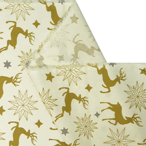 65485 Fab Cotton 112cm Gold Reindeer
