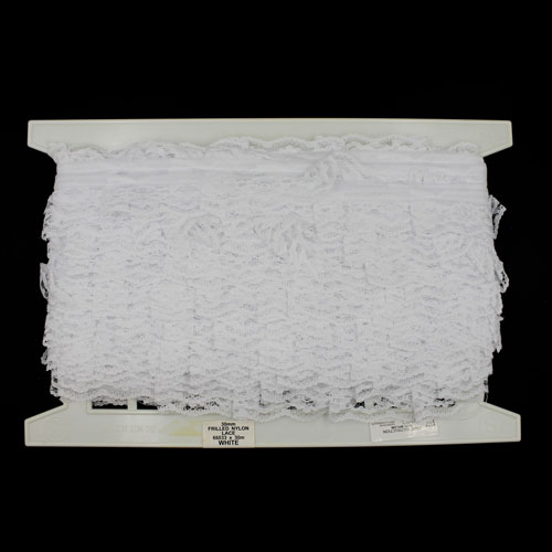 66033 Lace Nylon Frilled 30mm White