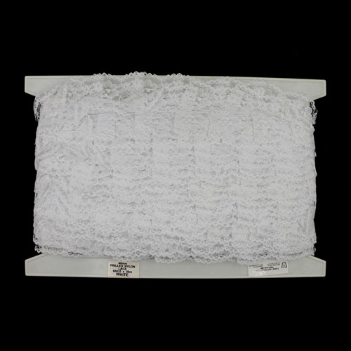66035 Lace Nylon Frilled 40mm White