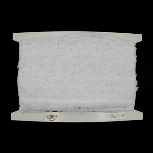 66039 Lace Nylon Frilled 25mm White