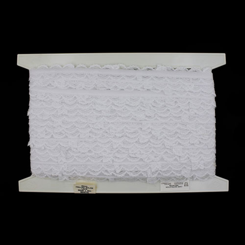 66040 Lace Nylon Frilled 20mm White