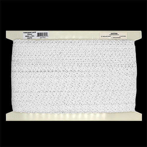 68982 Sullivans 20mm Torchon Lace - White 50mts