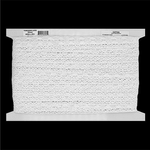 68984 Sullivans 20mm Torchon Lace - White 50mts