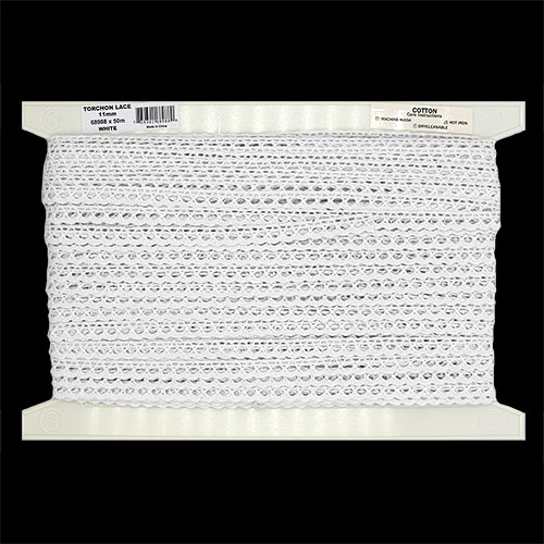 68988 Sullivans 11mm Torchon Lace - White 50mts