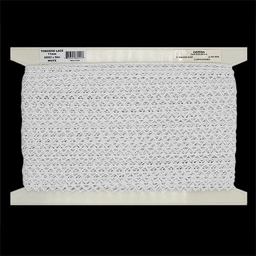 68992 Sullivans 11mm Torchon Lace - White 50mts