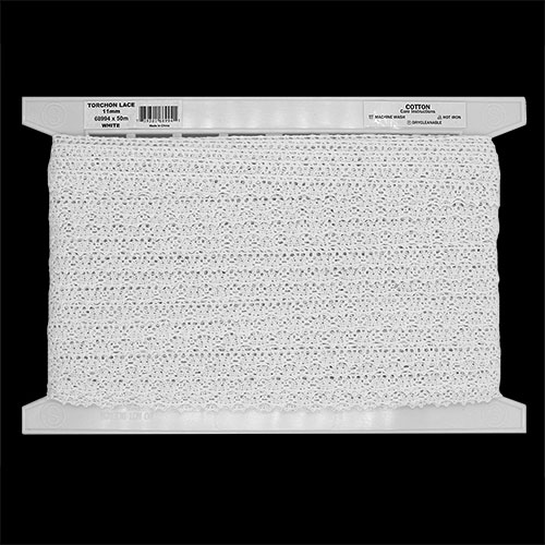 68994 Sullivans 11mm Torchon Lace - White 50mts