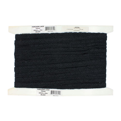 69629 Lace Torchon 10mm Black