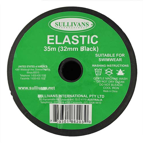 86203 Sullivans 32mm Elastic - Black 35mts