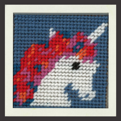 86522 Cross Stitch Kit With Frame 11x11cm Unicorn