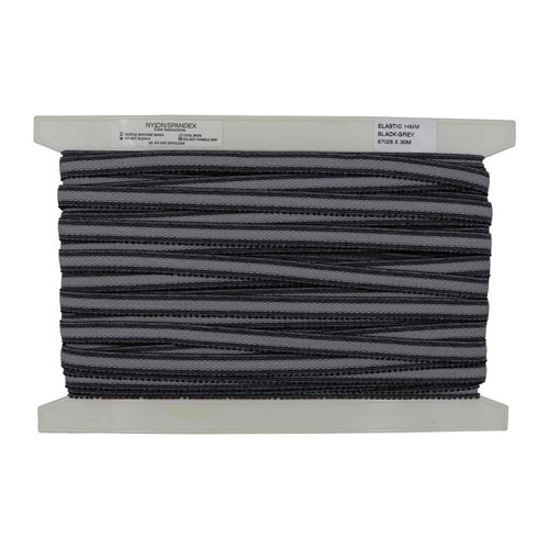 87026 Elastic 14mm Black Grey