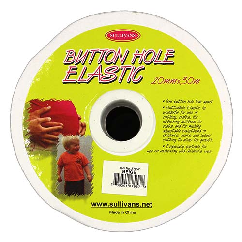 87057 Sullivans Button Hole Elastic - Beige 30mts