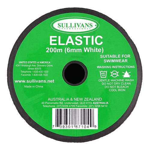 87104 Sullivans 6mm Elastic - 200m - White