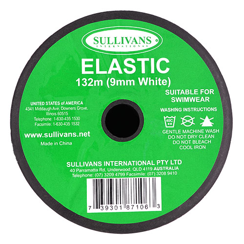 87106 Sullivans 9mm Elastic - 132m - White