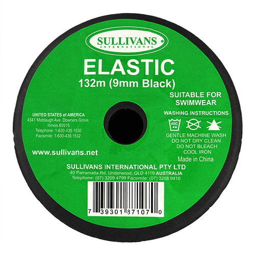 87107 Sullivans 9mm Elastic - 132m - Black