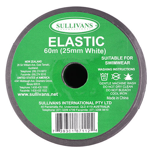 87112 Sullivans 25mm Elastic - 60m - White