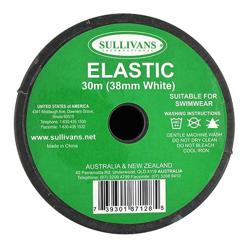 87128 Sullivans 38mm Elastic - White 30mts