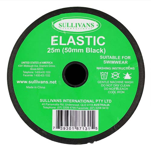 87131 Sullivans 50mm Elastic - Black 25mts