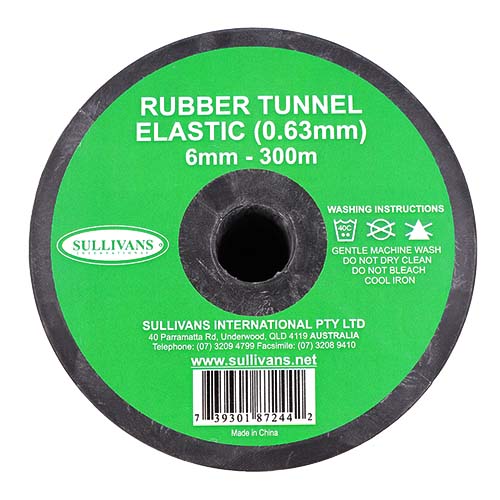 87244 Sullivans 6mm Rubber Tunnel Elastic - White 300mts