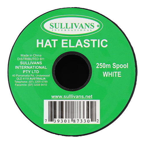 87330 Sullivans Hat Elastic - 250m - White 