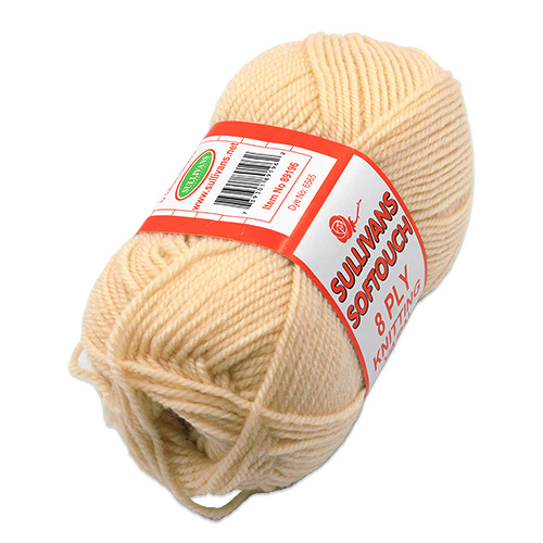 89196 Sullivans 8ply Polyster Softouch Knitting Yarn - 100g - Cream