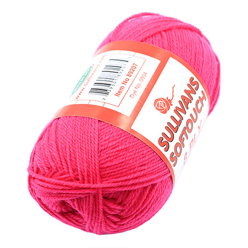89207 Sullivans 8ply Polyster Softouch Knitting Yarn - 100g - Hot Pink