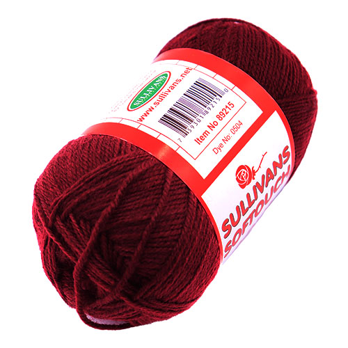 89215 Sullivans 8ply Polyster Softouch Knitting Yarn - 100g - Maroon