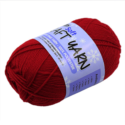 91507 Sullivans 8ply Polyster  Soft Craft Yarn - 85gm - Scarlet