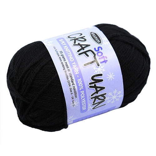 91519 Sullivans 8ply Polyster  Soft Craft Yarn - 85gm - Black