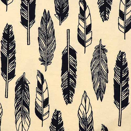 99770 Sullivans Flannelette Fabric - 108cm Wide - Sand With Black Feathers 