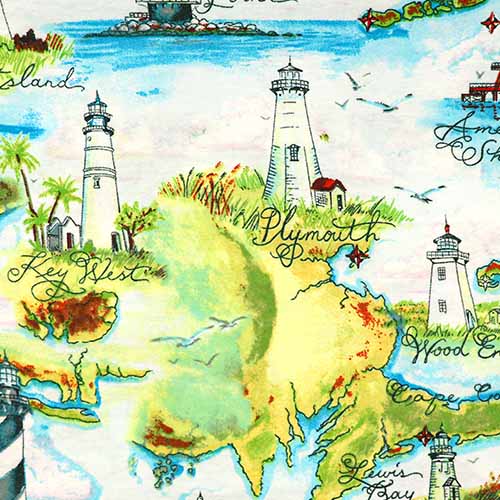 99780 Sullivans Flannelette Fabric - 108cm Wide - Lighthouse Scenes