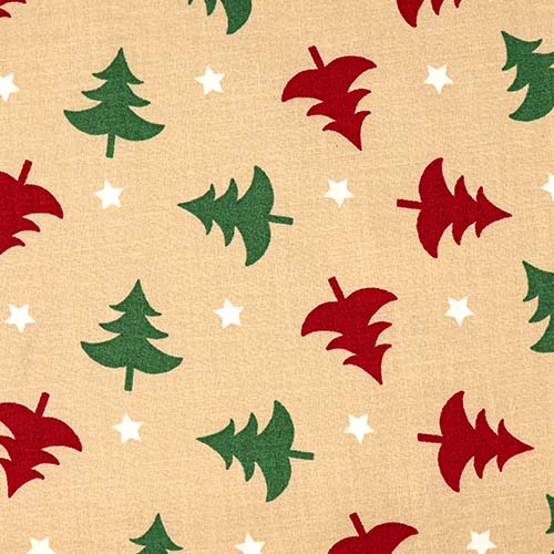 99834 Sullivans 100% Cotton Fabric - 112cm Wide - Tan With Christmas Trees 